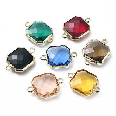 Brass Pave K9 Glass Connector Charms