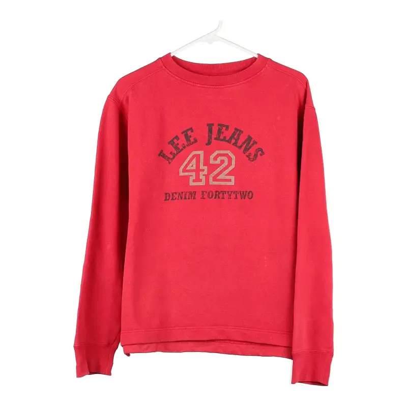 Lee Spellout Sweatshirt - Medium Red Cotton Blend