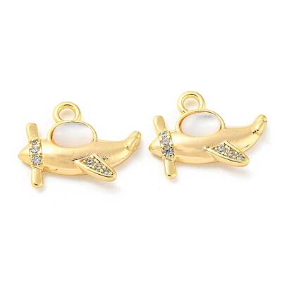 Brass Micro Pave Cubic Zirconia with Shell Pendants