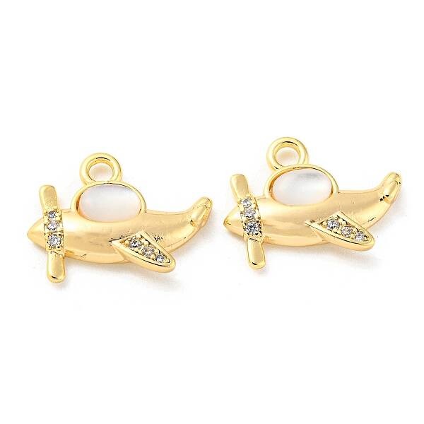 Brass Micro Pave Cubic Zirconia with Shell Pendants