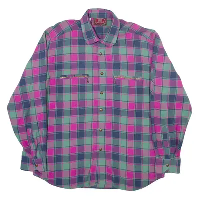 CHEMISE MODE Mens Shirt Pink Check Long Sleeve M