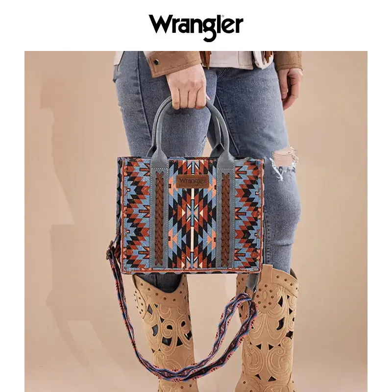 Wrangler Whipstitch Southwestern Pattern  Dual-Sided Print Tote Bag