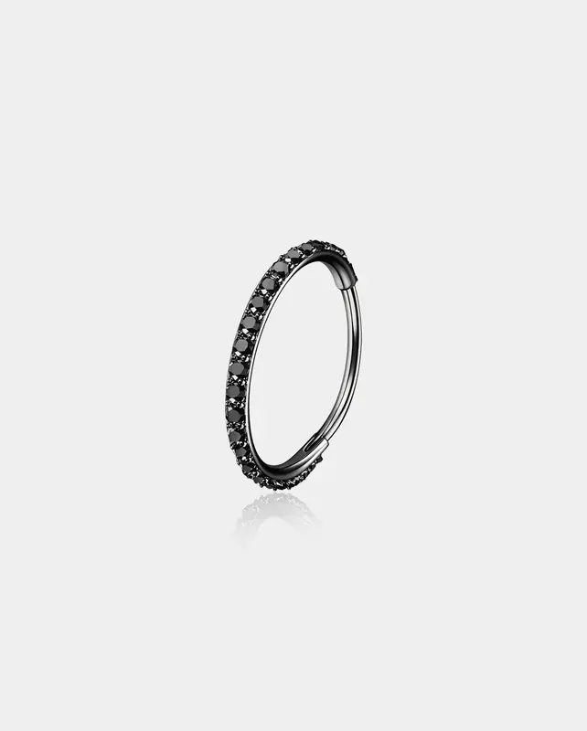 20G Pink CZ Hinged Segment Nose Ring - Black-2 CZ / 7mm
