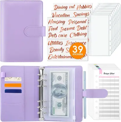 Budget Binder with Zipper Cash Envelopes & Expense Sheets for Budgeting and Saving Money