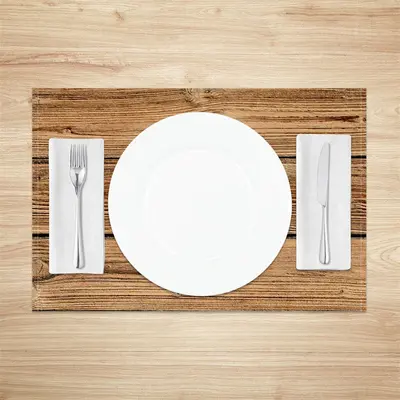 Brown Wood Plank Grain Fabric Set Of 4 Placemats - Aperturee