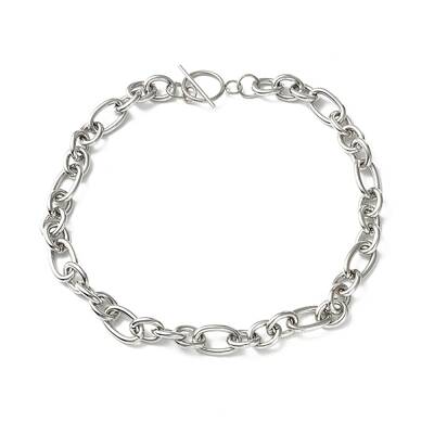 Non-Tarnish 304 Stainless Steel Figaro Chain Necklace with Toggle Clasp for Men Women