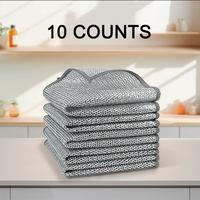 10 Counts Dishwashing Rags, Multi-Functional Anti-Scratch Design for Wet & Dry Use, Hand-Safe Reusable Cloths, Ideal for Kitc...