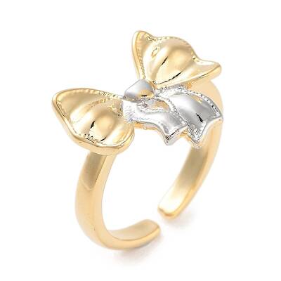 Brass Bowknot Open Cuff Ring for Women