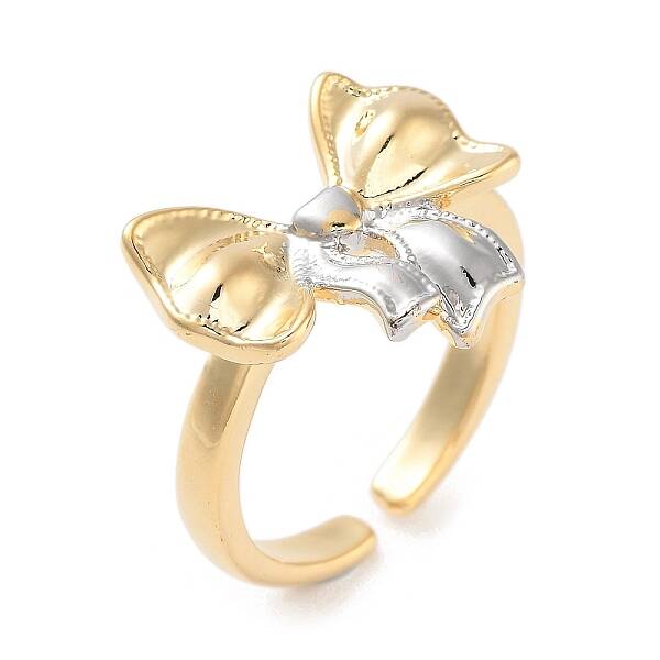 Brass Bowknot Open Cuff Ring for Women
