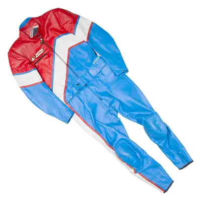 DAINESE Padded Motorbike Leathers Mens Overalls Blue Slim Leather S W30 L26