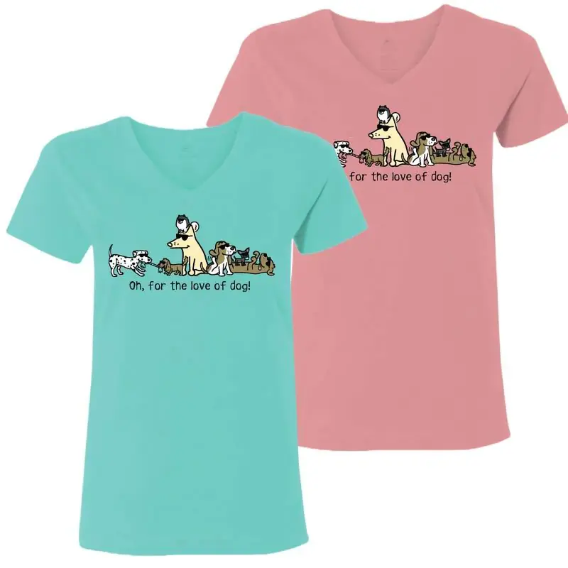 Teddy the Dog™ Love of Dog! V-Neck - Chill Blue - XXX-Large