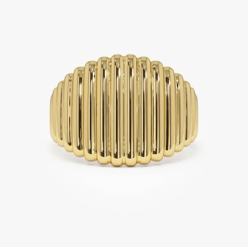 14k Gold Tapered Ribbed Statement Band