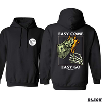 Rest Easy Hoodie - Easy Come Easy Go Skeleton Design, Black, Casual Wear, Comfortable Sweatshirt for Men & Gift for Women