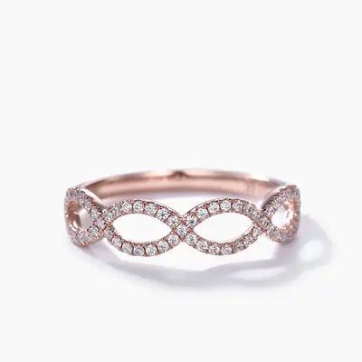 Loop Diamond Wedding Ring Rose Gold Infinity Moissanite Wedding Bands