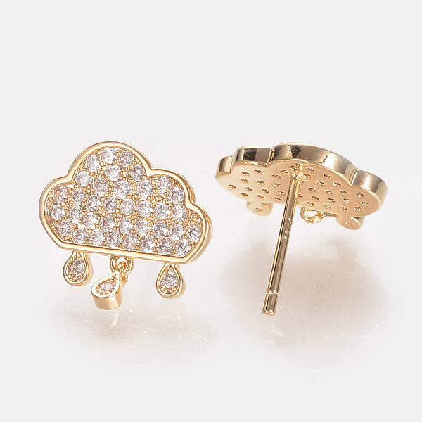 Brass Cubic Zirconia Dangle Stud Earrings