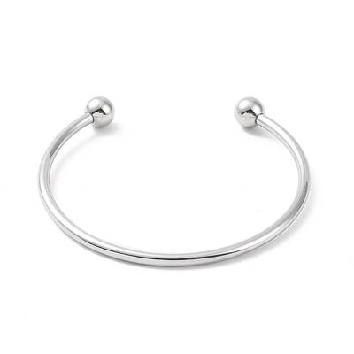 Non-Tarnish Screw End Ball 304 Stainless Steel Wire Open Cuff Bangle