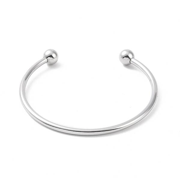 Non-Tarnish Screw End Ball 304 Stainless Steel Wire Open Cuff Bangle