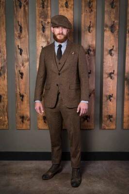 Brown Tweed Suit - Two Button Suit - Two Flap Front Pocket