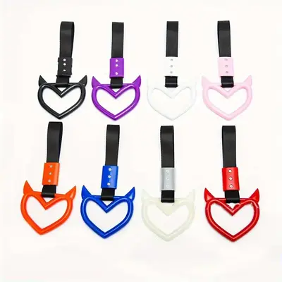 Universal Car Bumper Warning Ring, Portable Car Heart Shaped Handle Strap, Bumper Decoration Accessories for Vehicle, Bus, Tr...