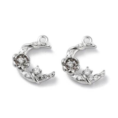 Brass Micro Pave Clear Cubic Zirconia Charms