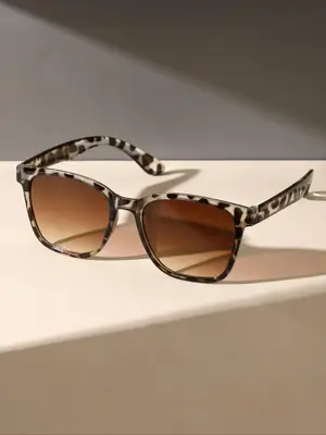 Unisex Vintage Square Frame Tinted Lenses Sunglasses, Modern Accessories for Men, Trendy Casual Leopard Print Sunglasses for ...