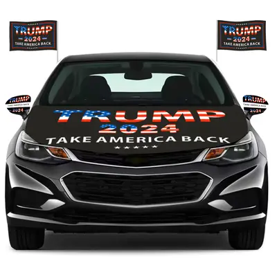 Trump 2024 Car Flag, Car Mirror Cover and Car Hood Cover Decorate Set, Trump Save USA Signs for Celebration Event Decoration