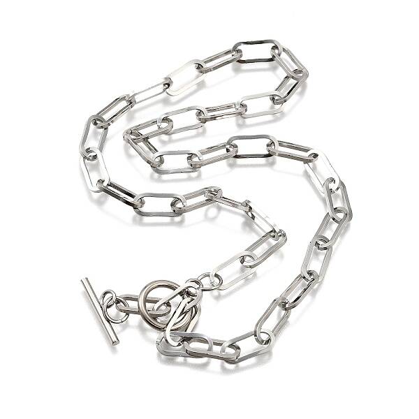 Non-Tarnish Unisex 304 Stainless Steel Paperclip Chain Necklaces