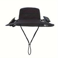 Wide Brim Solar Fan Outdoor Fishing Hat, Sun Hat with 2 Solar Fan Fishing Hat, long lasting solar fan hat 3-Position Adjustab...