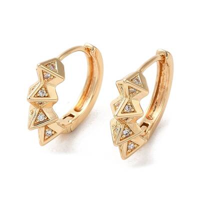Brass Micro Pave Cubic Zirconia Hoop Earrings
