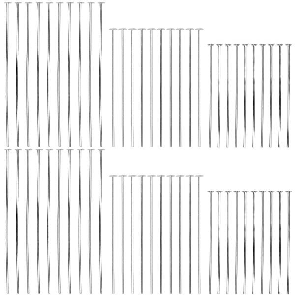 60Pcs 3 Styles 925 Sterling Silver Flat Head Pins