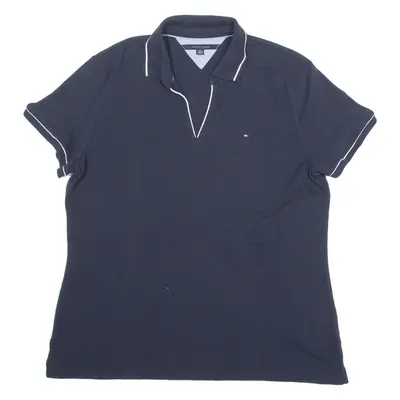 TOMMY HILFIGER V Neck Womens Polo Shirt Blue 2XL