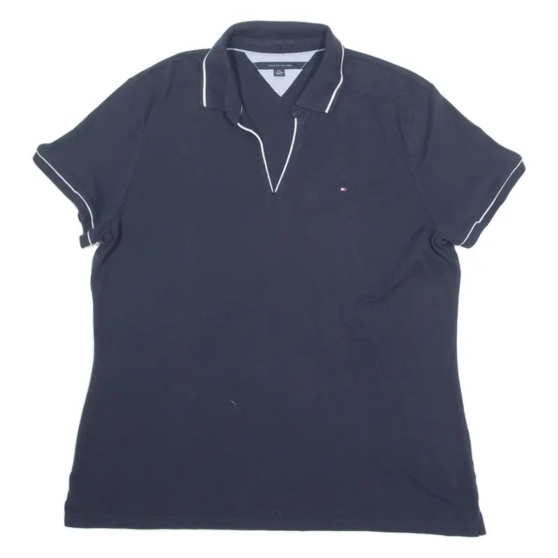 TOMMY HILFIGER V Neck Womens Polo Shirt Blue 2XL