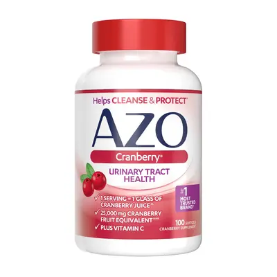 AZO Cranberry Urinary Tract Health Supplement, Sugar Free Cranberry Pills, Non-GMO 100 Softgels Edible Fitness Edible Fitness...