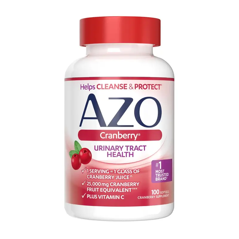 AZO Cranberry Urinary Tract Health Supplement, Sugar Free Cranberry Pills, Non-GMO 100 Softgels Edible Fitness Edible Fitness...