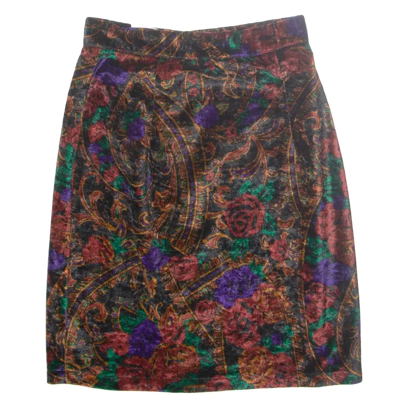 BIAGGINI Womens Pencil Skirt Black Knee Length Velvet Floral M