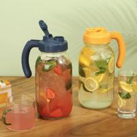 SOLIGT Mason Jar Pitcher with Handle, 64oz Wide Mouth, Airtight & Dishwasher Safe, Cold Brew Coffee Maker Pitcher, Glass Pitc...