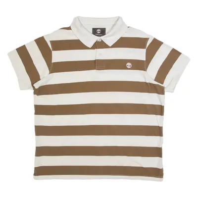 TIMBERLAND Mens Polo Shirt Brown Striped 2XL
