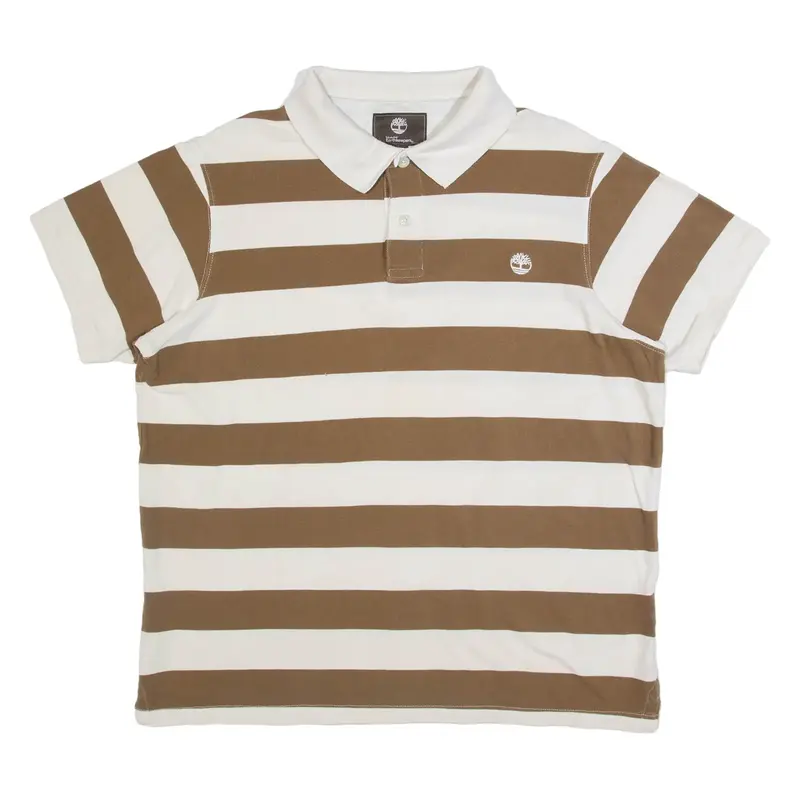 TIMBERLAND Mens Polo Shirt Brown Striped 2XL
