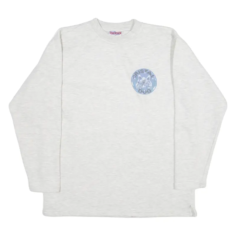 DETTO FATTO Cristal Dog Mens Sweatshirt Grey 90s M