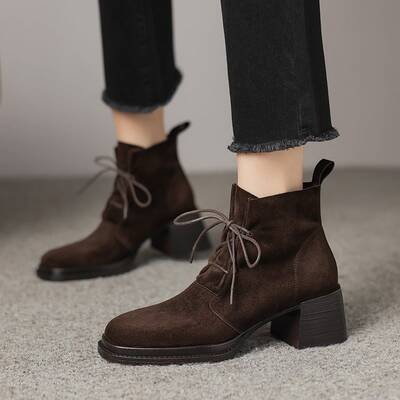CHIKO Adjoa Square Toe Block Heels Ankle Boots