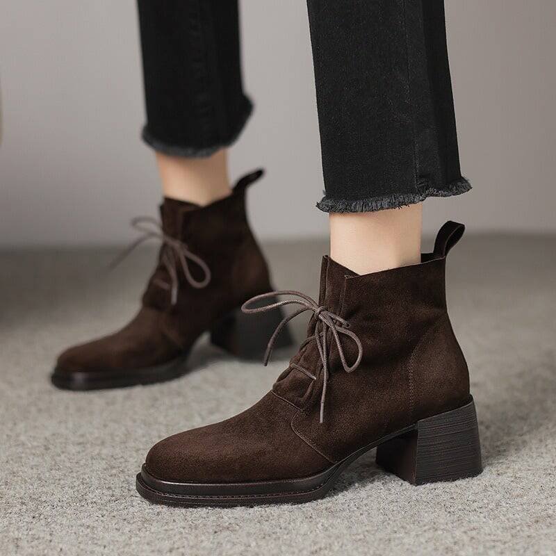 CHIKO Adjoa Square Toe Block Heels Ankle Boots