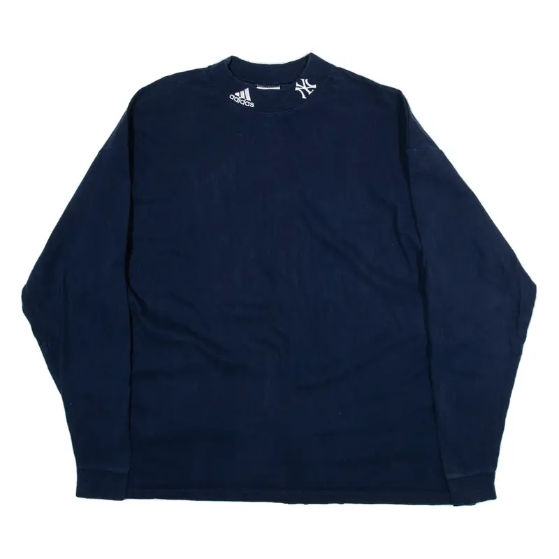 ADIDAS Mens T-Shirt Blue Long Sleeve High Neck XL