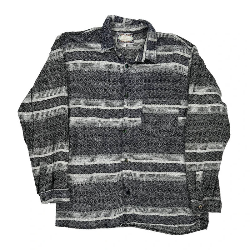 Elegance Creation Patterned Shirt - XL Grey Cotton Blend
