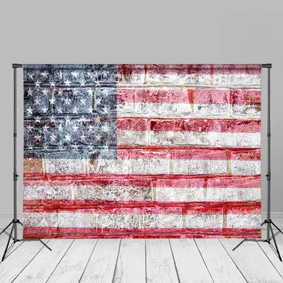 American Flag Brick Wall Portrait Picture Backdrop - Aperturee