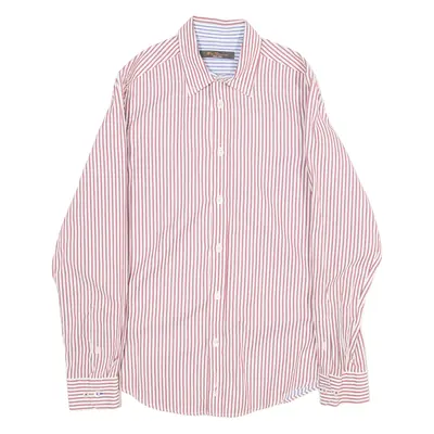 BEN SHERMAN Mens Shirt Red Striped Long Sleeve M