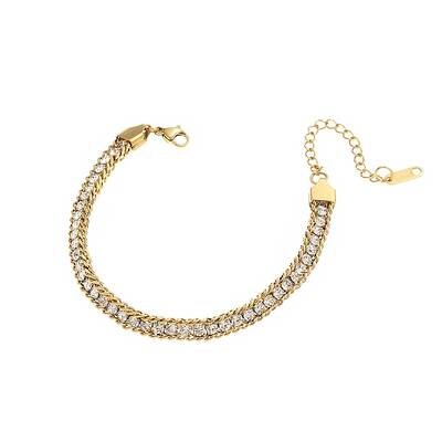 Stainless Steel Rhinestone Cup Chain Bracelets for Woman