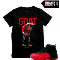 Match Flu Game 12 Jordan Retros GOAT BLACK T shirt Top Unisex, Retro Styles, Bring Back the Classics, Cool Colors, Brighten U...