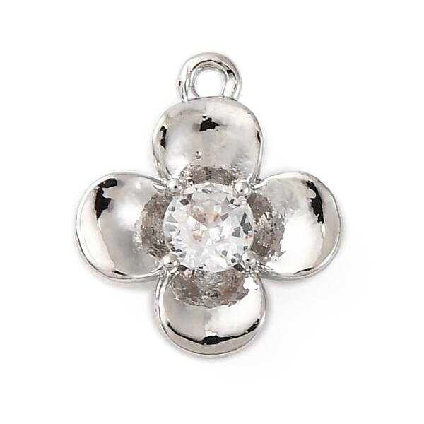 Brass Pave Clear Cubic Zirconia Charms
