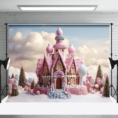 Aperturee Snow Pink Candyland Castle Cloud Cake Smash Backdrop | Diy Photography Backdrop | Best Background Photoshoot | Phot...