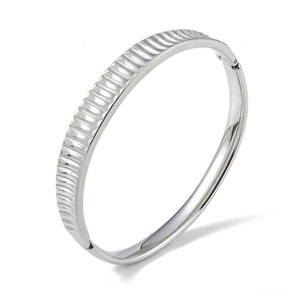 Non-Tarnish 304 Stainless Steel Grooved Hinged Bangles for Women